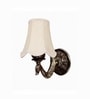 Gold Antique Wall Mounted Off-White Fabric Shade Lamp & Office