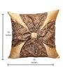 Gold Art Silk Chanderi Textured Floral 16x16 inches Cushion Covers (Set of 2)