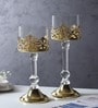 Gold Aurum Crest Pillar Candle Holder Big
