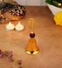 Gold Bell with Decorative Rudraksh Feather Handle