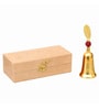 Gold Bell with Decorative Rudraksh Feather Handle