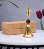Gold Bell with Decorative Rudraksh Feather Handle