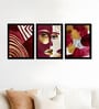 Red & Gold Abstract Wall Art Framed Set of 3