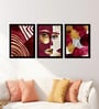 Red & Gold Abstract Wall Art Framed Set of 3