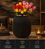 Gold Black Texture Tall Rounded Cylinder Vase For HomeDecor