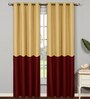 Gold Silk Blackout 7 Feet Eyelet Curtain (Set of 2)