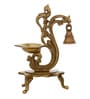 Gold Brass Antique Finish Handcrafted Parrot Diya With Bells And Stand