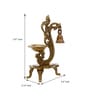 Gold Brass Antique Finish Handcrafted Parrot Diya With Bells And Stand
