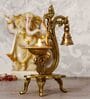 Gold Brass Antique Finish Handcrafted Parrot Diya With Bells And Stand