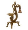 Gold Brass Antique Finish Handcrafted Parrot Diya With Bells And Stand