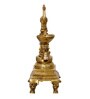 Gold Brass Antique Finish Handcrafted Peacock Diya With Bell And Stand
