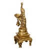 Gold Brass Antique Finish Handcrafted Peacock Diya With Bell And Stand