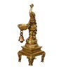 Gold Brass Antique Finish Handcrafted Peacock Diya With Bell And Stand