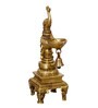 Gold Brass Antique Finish Handcrafted Peacock Diya With Bell And Stand