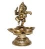 Gold Brass Dancing Lord Ganesha Handcrafted with Diya for 5 Wicks eCraftIndia