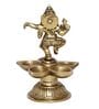 Gold Brass Dancing Lord Ganesha Handcrafted with Diya for 5 Wicks eCraftIndia