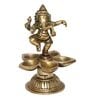 Gold Brass Dancing Lord Ganesha Handcrafted with Diya for 5 Wicks eCraftIndia