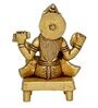 Gold Brass Goddess Saraswati Idol on Chowki