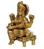 Gold Brass Goddess Saraswati Idol on Chowki