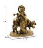 Gold Brass Krishna Playing Bansuri With Cow Idol