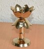 Gold Brass Lotus Shaped Diya With Stand