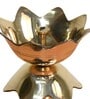 Gold Brass Lotus Shaped Diya With Stand
