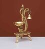 Gold Brass Parrot Diya With Bell For Temple