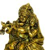 Gold Brass Radha Krishna Sitting Idol