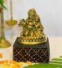 Gold Brass Radha Krishna Sitting Idol