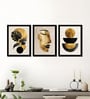 Gold & Black Abstract Wall Art Framed Set of 3