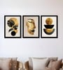 Gold & Black Abstract Wall Art Framed Set of 3