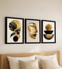 Gold & Black Abstract Wall Art Framed Set of 3