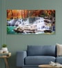 Gold Canvas Framed Autumn Cascade Nature's Vibrant Symphony Wall Painting(18X36 Inch)