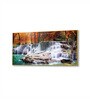 Gold Canvas Framed Autumn Cascade Nature's Vibrant Symphony Wall Painting(18X36 Inch)