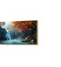 Gold Canvas Framed Autumn Serenity Forest Waterfall Escape Wall Painting(18X36 Inch)