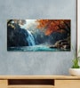 Gold Canvas Framed Autumn Serenity Forest Waterfall Escape Wall Painting(18X36 Inch)