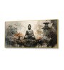Canvas Framed Buddha in Tranquility on Rock Wall Painting