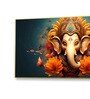 Gold Canvas Framed Divine Lord Ganesa in oral aesthetic Wall Painting