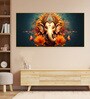 Gold Canvas Framed Divine Lord Ganesa in oral aesthetic Wall Painting