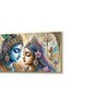 Gold Canvas Framed Divine Love of Krishna and Radha Wall Painting(12X24 Inch)