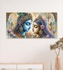 Gold Canvas Framed Divine Love of Krishna and Radha Wall Painting(18X36 Inch)