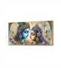 Gold Canvas Framed Divine Love of Krishna and Radha Wall Painting(18X36 Inch)