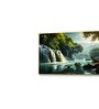 Gold Canvas Framed Enchanted Forest Waterfall Pink Serenity Wall Painting(18X36 Inch)