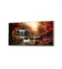 Gold Canvas Framed Enchanted Forest Waterfall Pink Serenity Wall Painting(24X48 Inch)