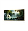 Gold Canvas Framed Enchanted Forest Waterfall Pink Serenity Wall Painting(24X48 Inch)