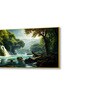 Gold Canvas Framed Enchanted Forest Waterfall Pink Serenity Wall Painting(24X48 Inch)