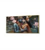 Gold Canvas Framed Eternal Love of Krishna and Radha Wall Painting(12X24 Inch)