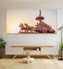 Gold Canvas Framed Krishna and Arjuna's Divine Journey Wall Painting(24X48 Inch)
