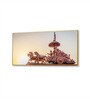 Gold Canvas Framed Krishna and Arjuna's Divine Journey Wall Painting(24X48 Inch)