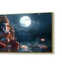 Gold Canvas Framed Lord Ganesha in Divine Moon Wall Painting